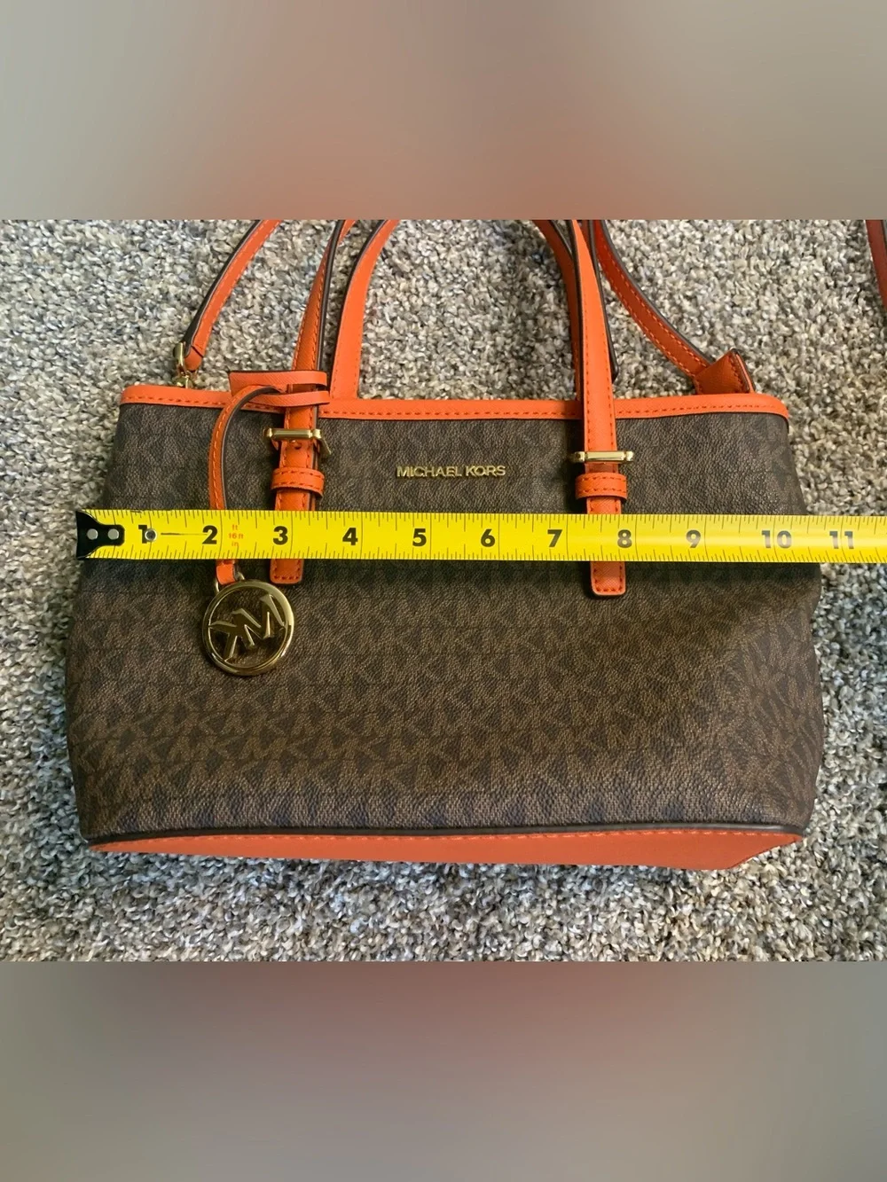 Michael Kors Brown Purse with Orange Trim
